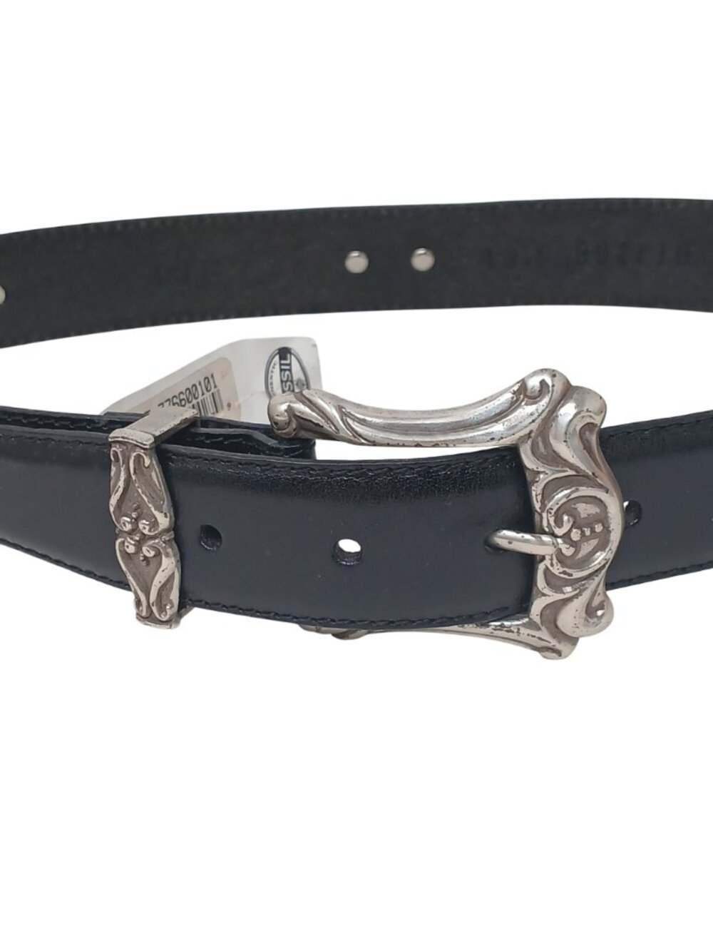 Fossil Black Leather Belt Silver-Tone Buckle & Accents Women Small Western #I-1H - Picture 2 of 9